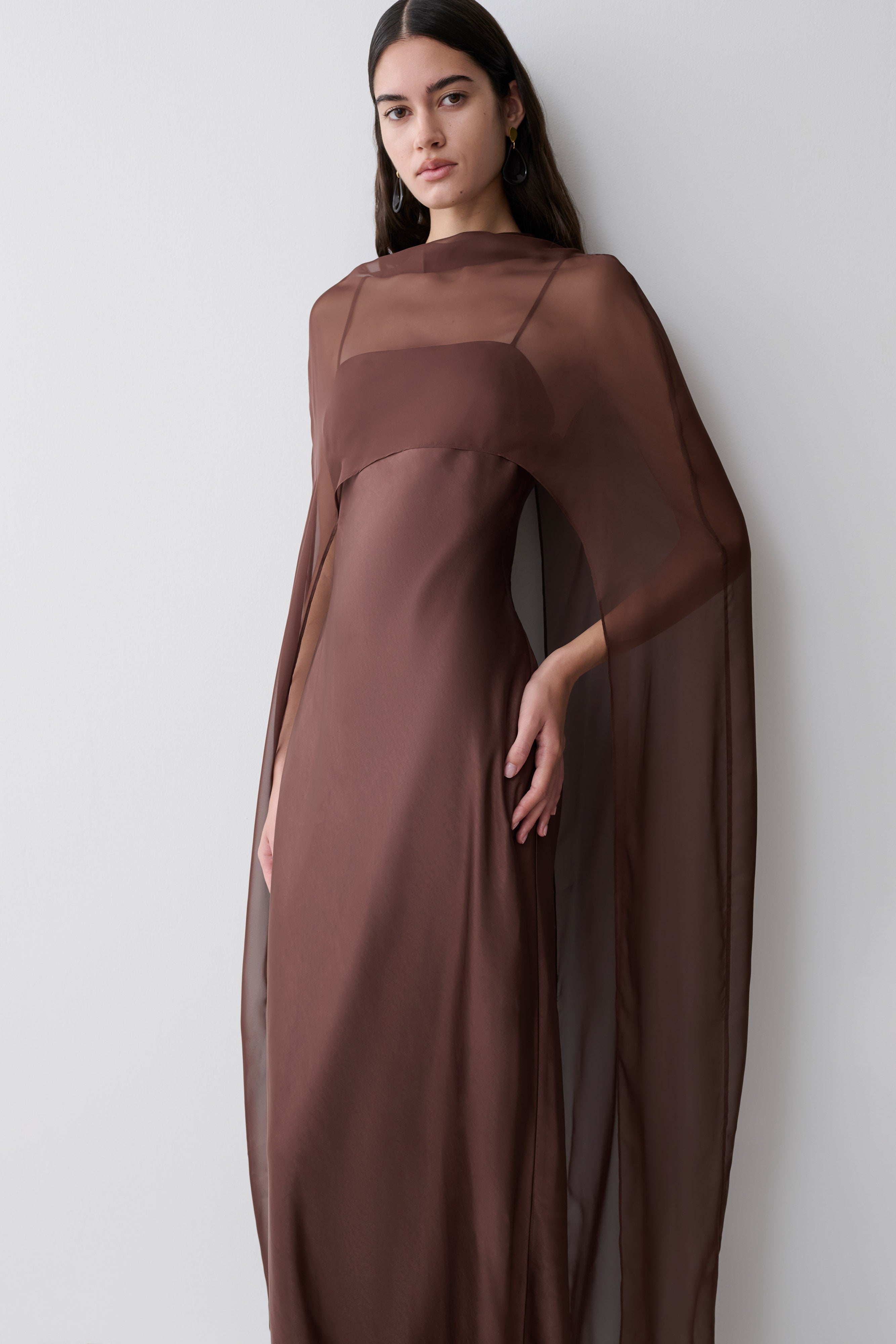 Martinne Chiffon Cape Maxi Dress