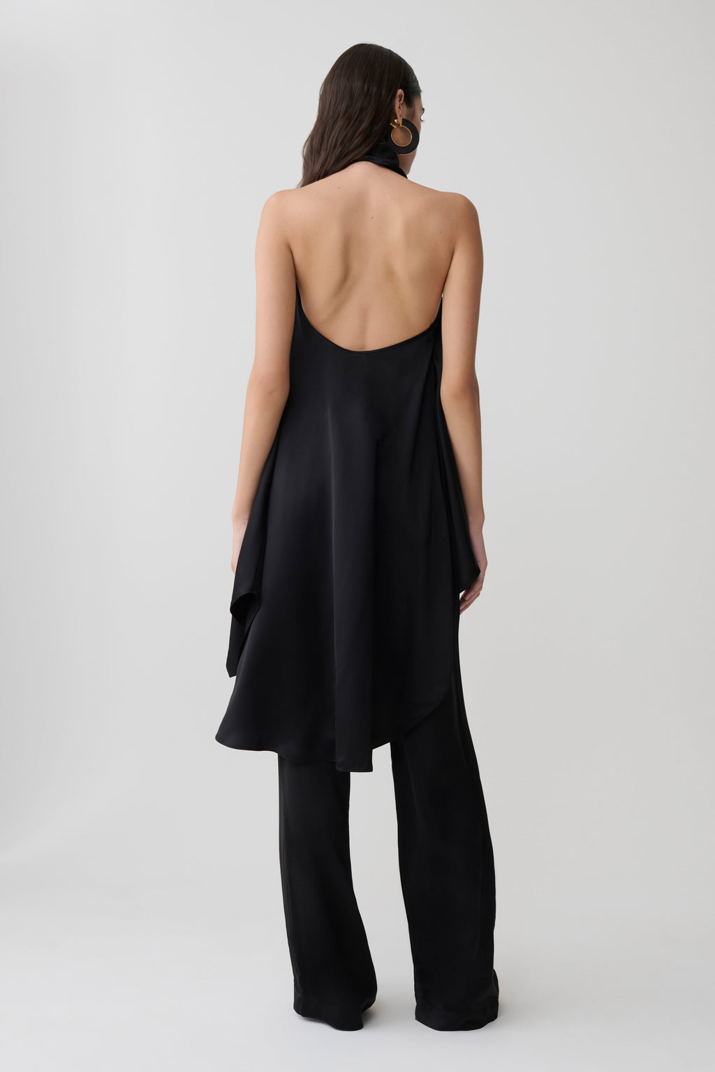 Sydney Straight Leg Satin Trousers - Black