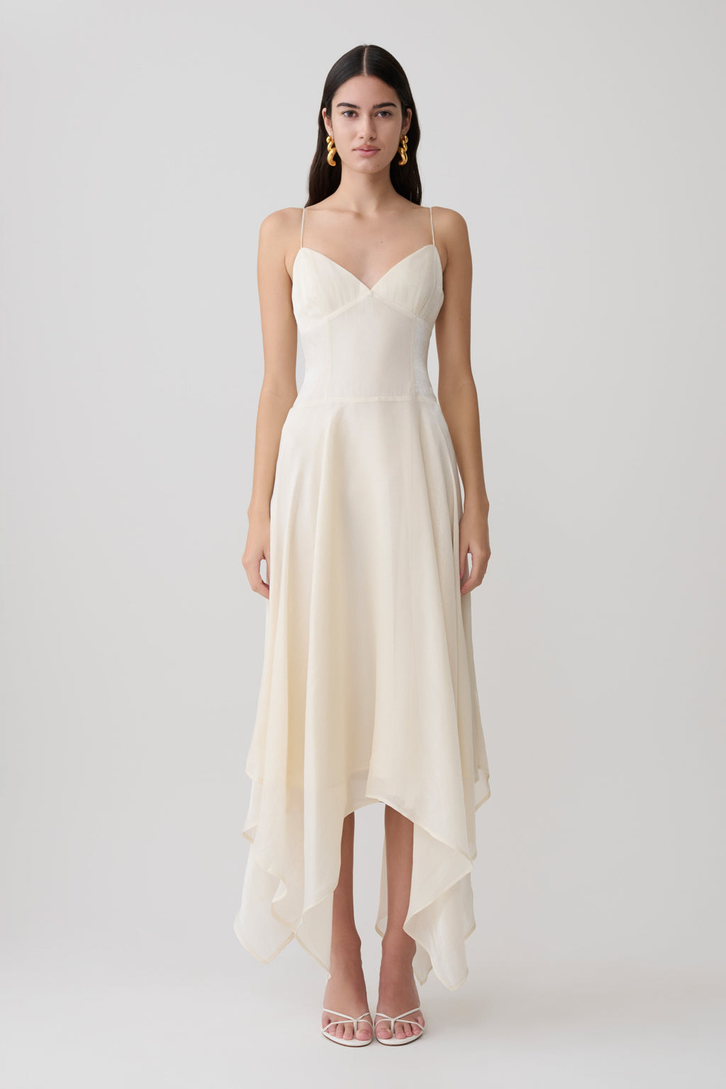 Naomi Satin Asymmetric Hem Maxi Dress