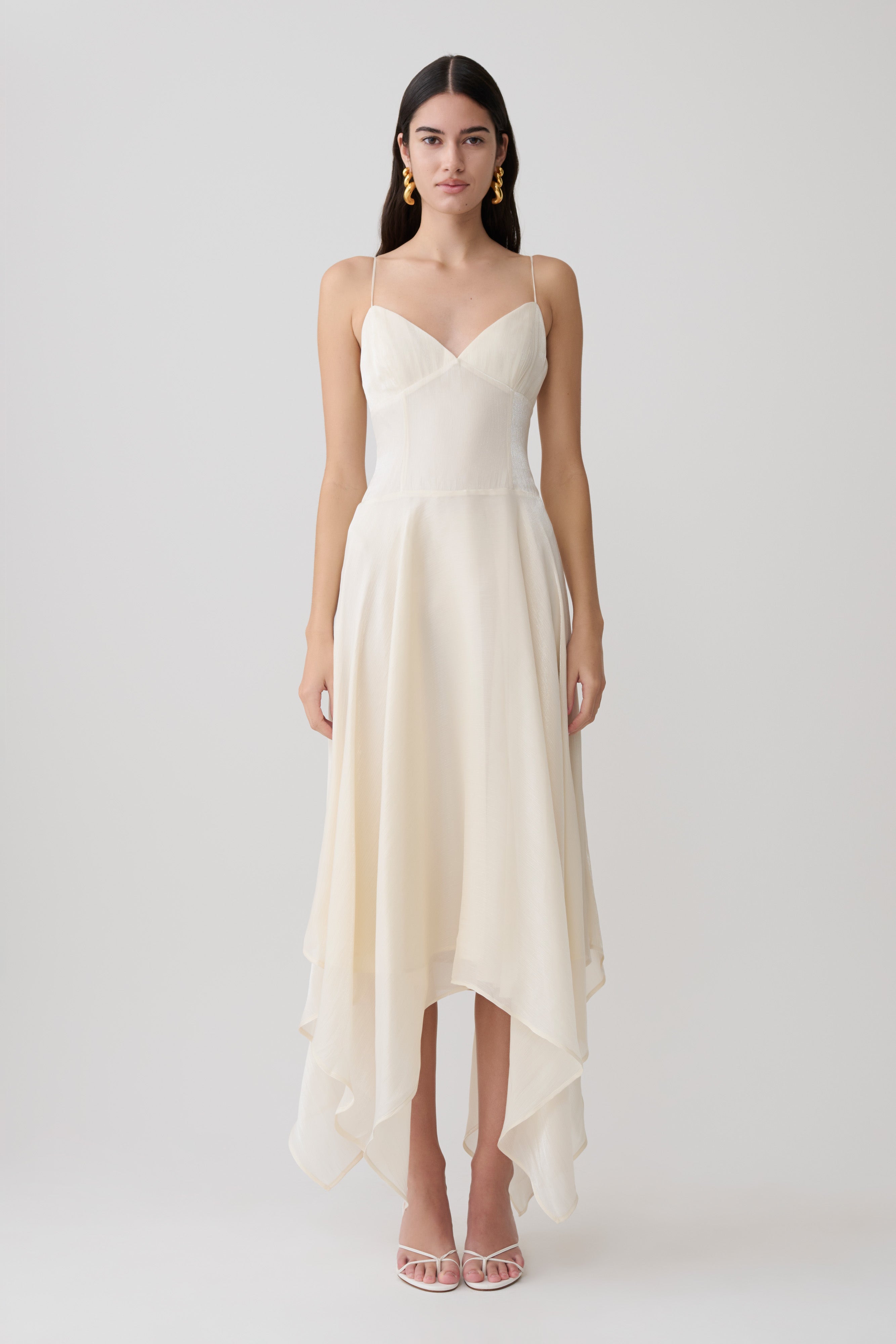 Naomi Satin Asymmetric Hem Maxi Dress