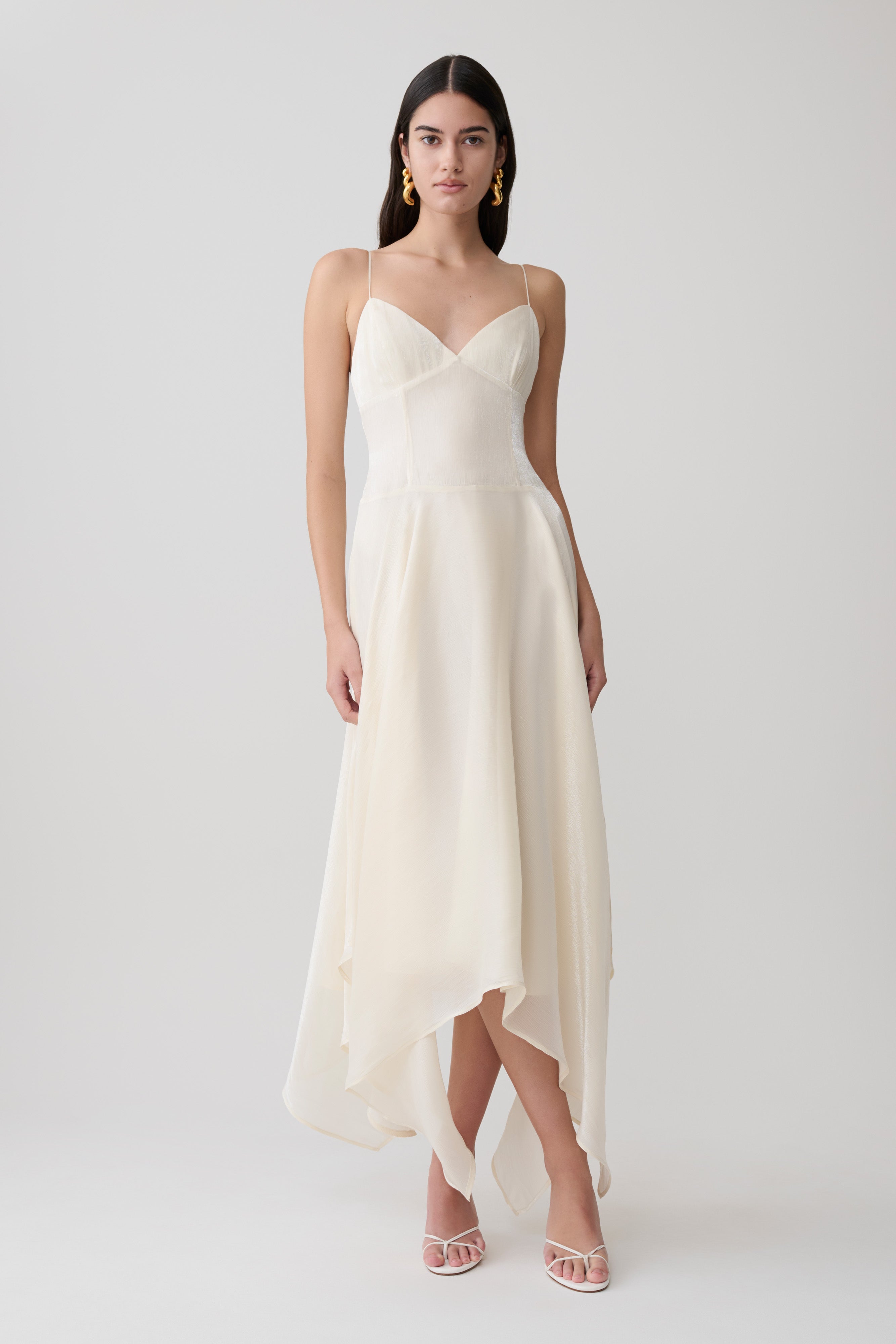 Naomi Satin Asymmetric Hem Maxi Dress