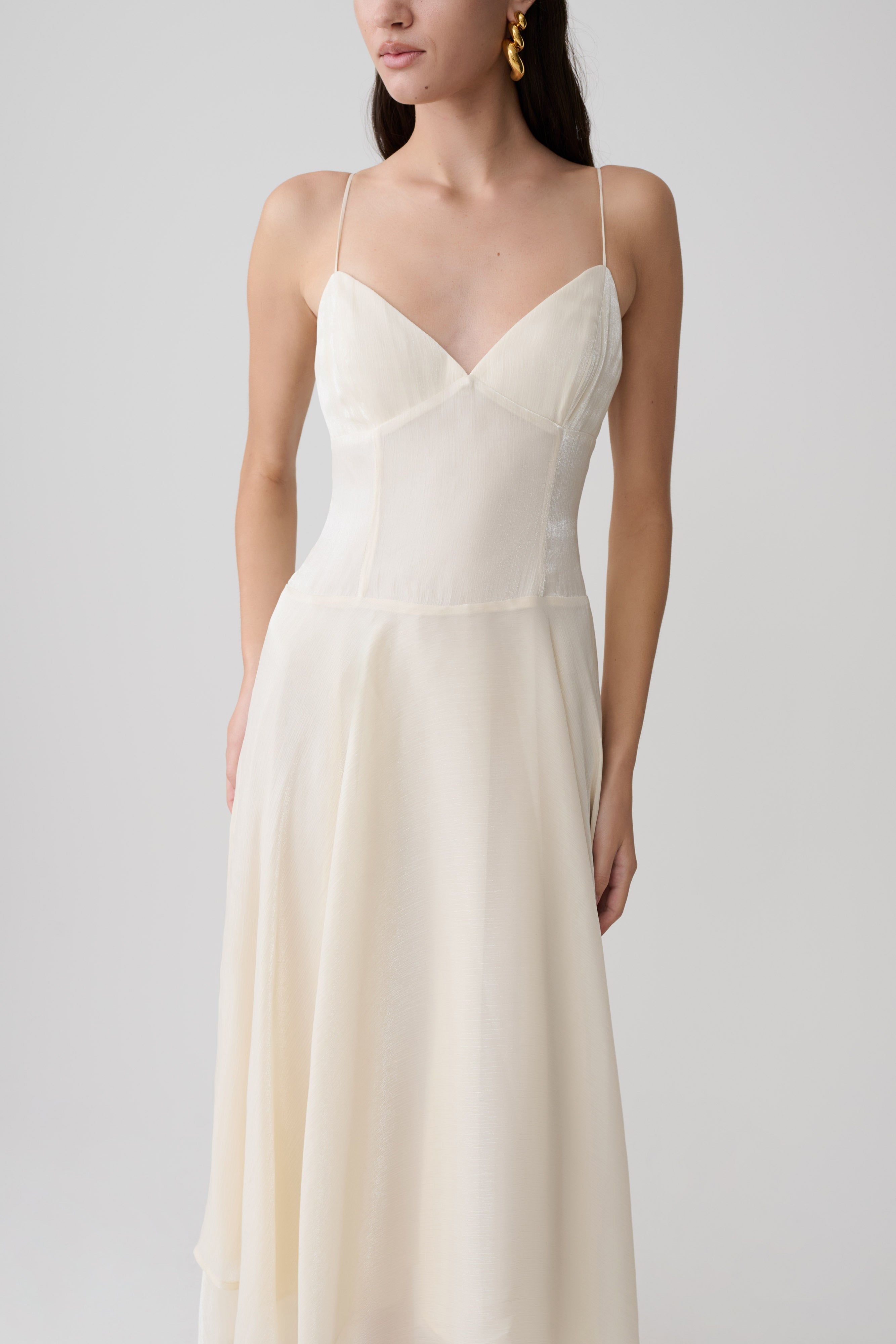 Naomi Satin Asymmetric Hem Maxi Dress
