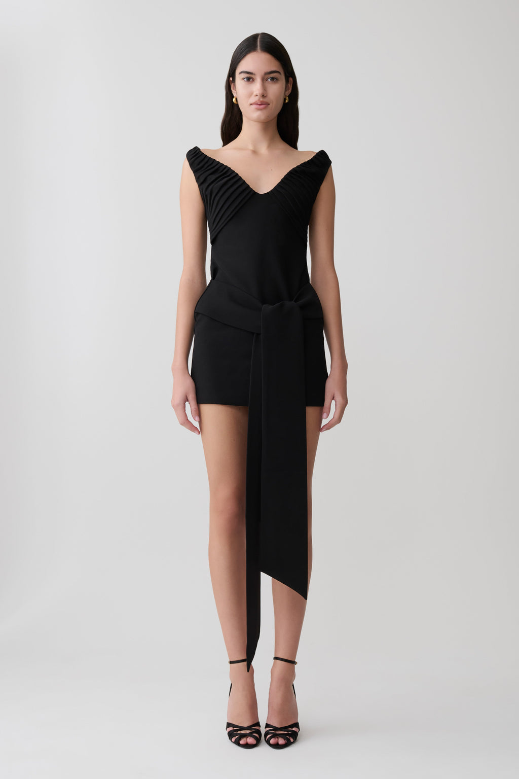 Runa Off Shoulder Mini Dress With Waist Tie