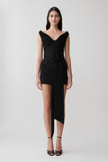 Runa Off Shoulder Mini Dress With Waist Tie