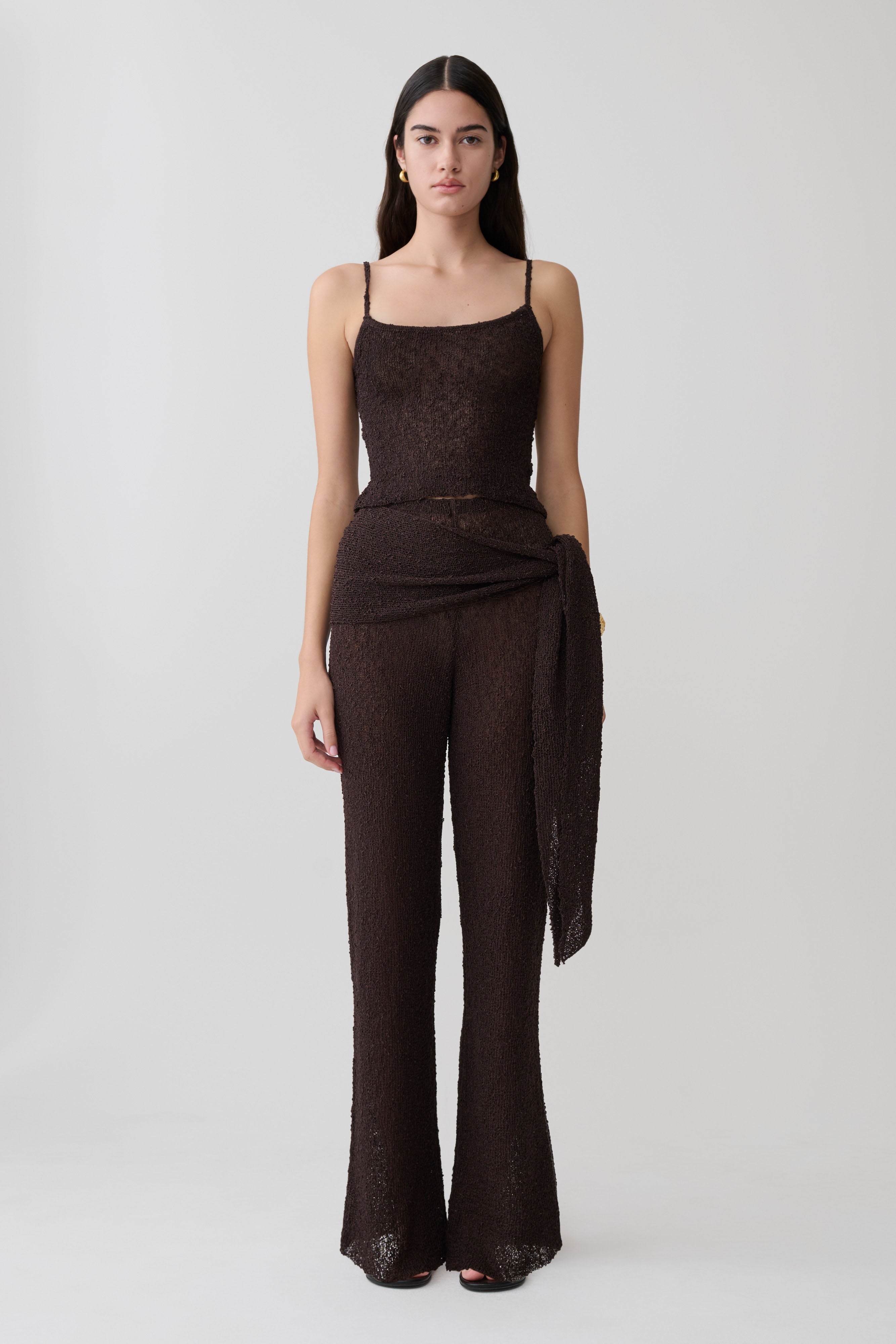 Mattais Boucle Knit Trousers - Dark Chocolate