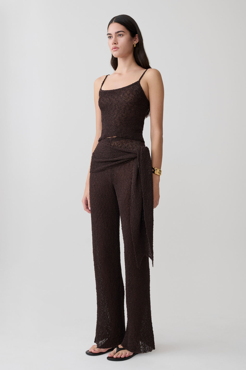 Mattais Boucle Knit Trousers - Dark Chocolate