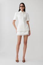 Ariella Button Up Short Sleeves Top in White – Chic&Drifts