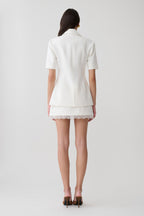 Ariella Button Up Short Sleeves Top in White – Chic&Drifts