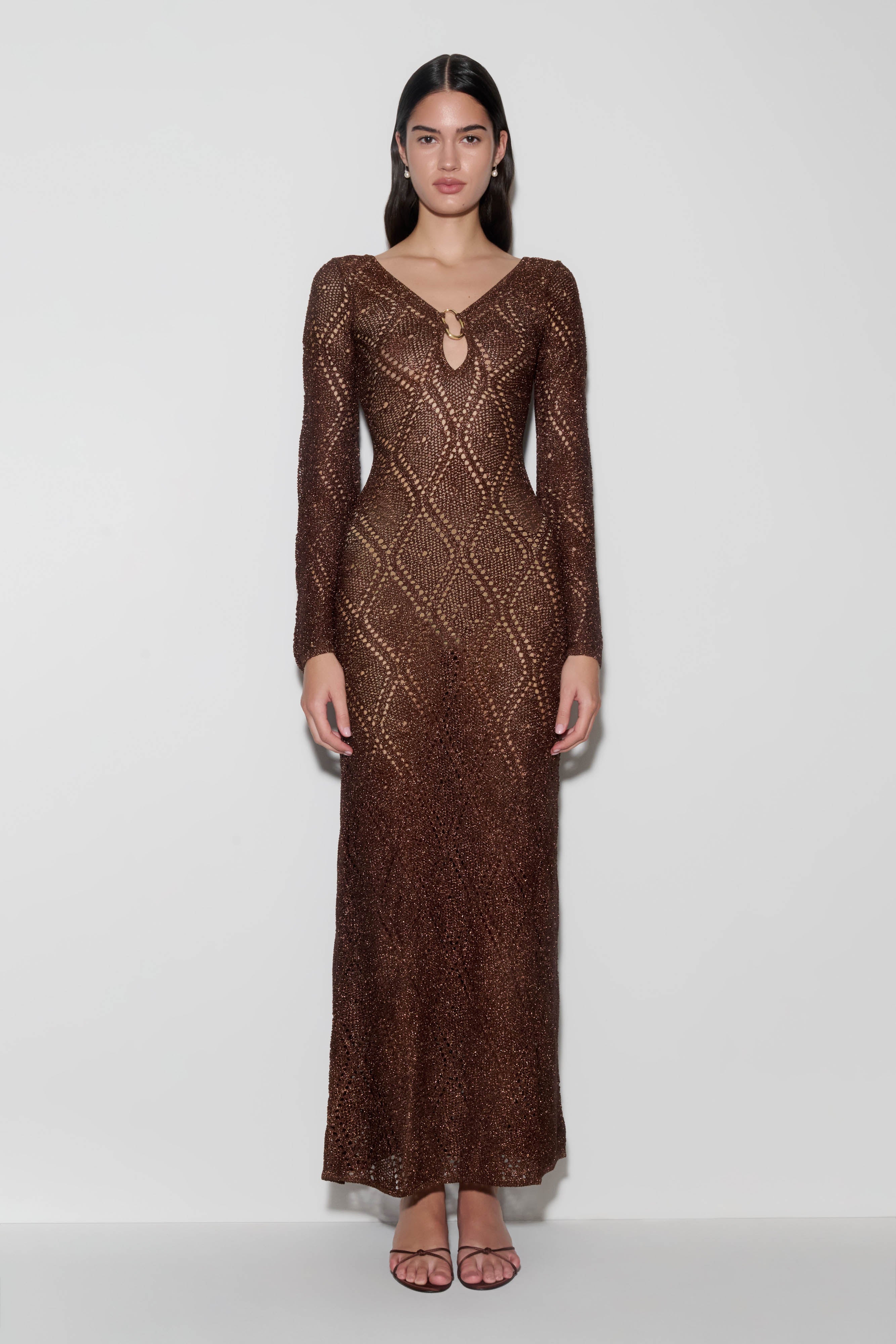 Chelsea Lurex Crochet Maxi Dress