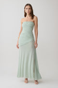 Monet Strapless Ruched Mesh Maxi Dress