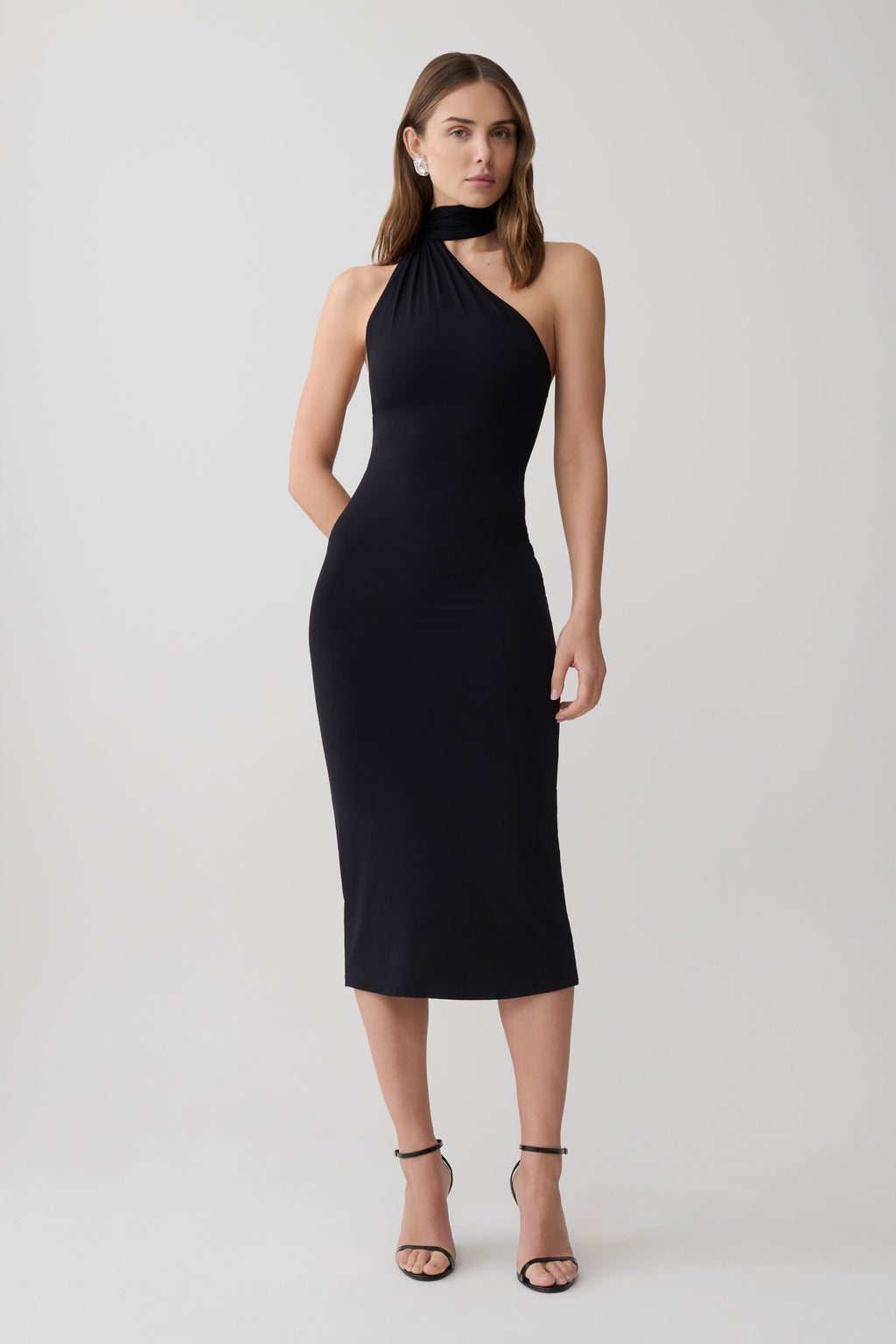Jemma One Shoulder Tie Midi Dress