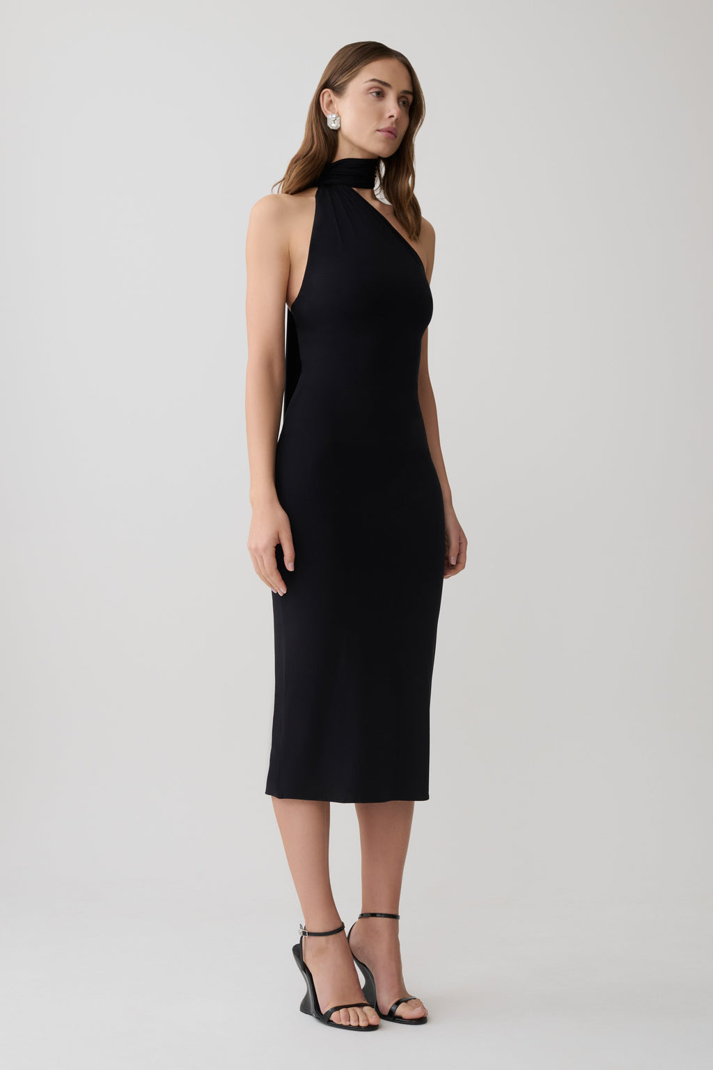 Jemma One Shoulder Tie Midi Dress