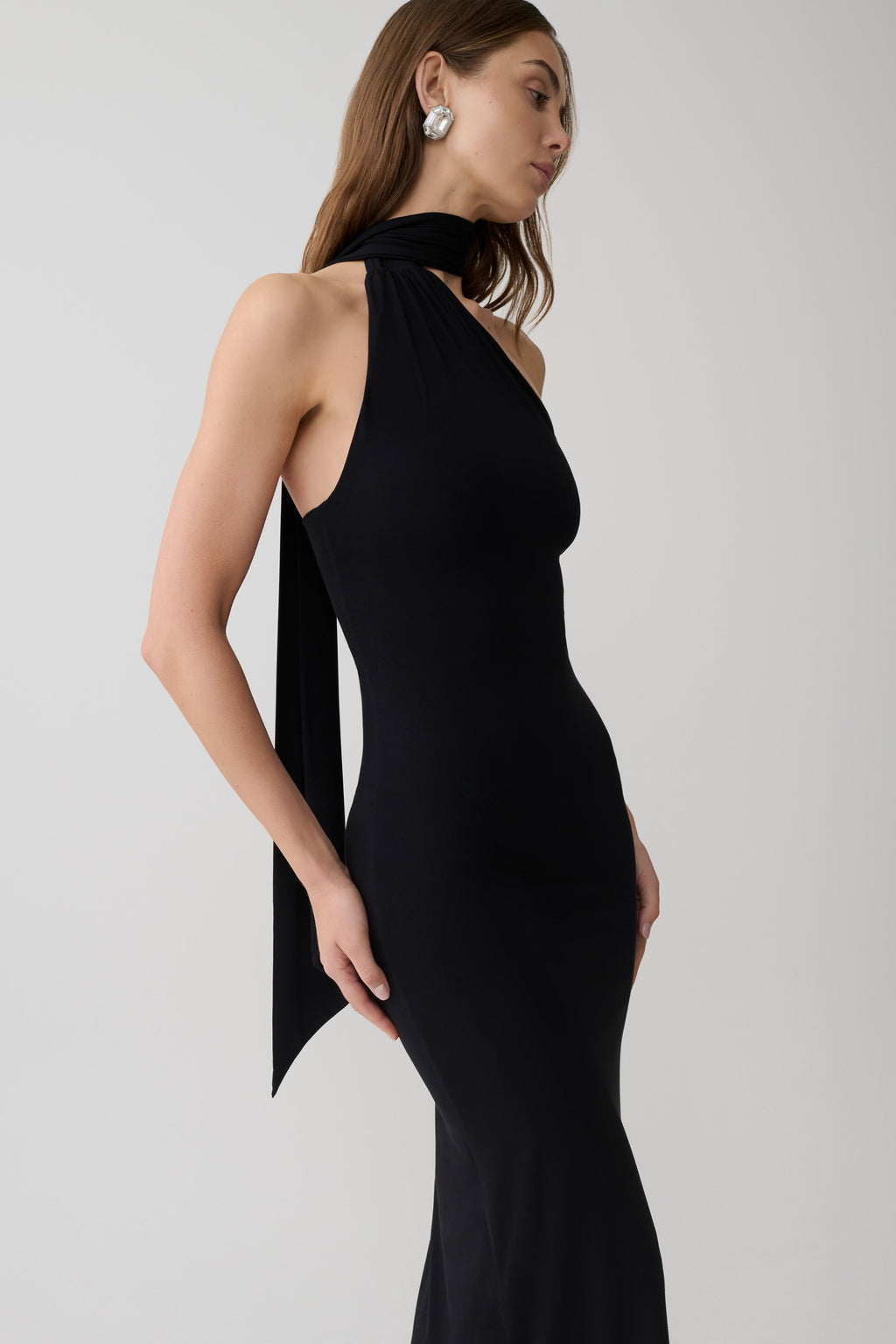 Jemma One Shoulder Tie Midi Dress