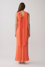 Dakota Chiffon Maxi Dress With Scarf in Ivory Oversized Floral Print – Chic&Drifts