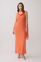 Dakota Chiffon Maxi Dress With Scarf in Ivory Oversized Floral Print – Chic&Drifts