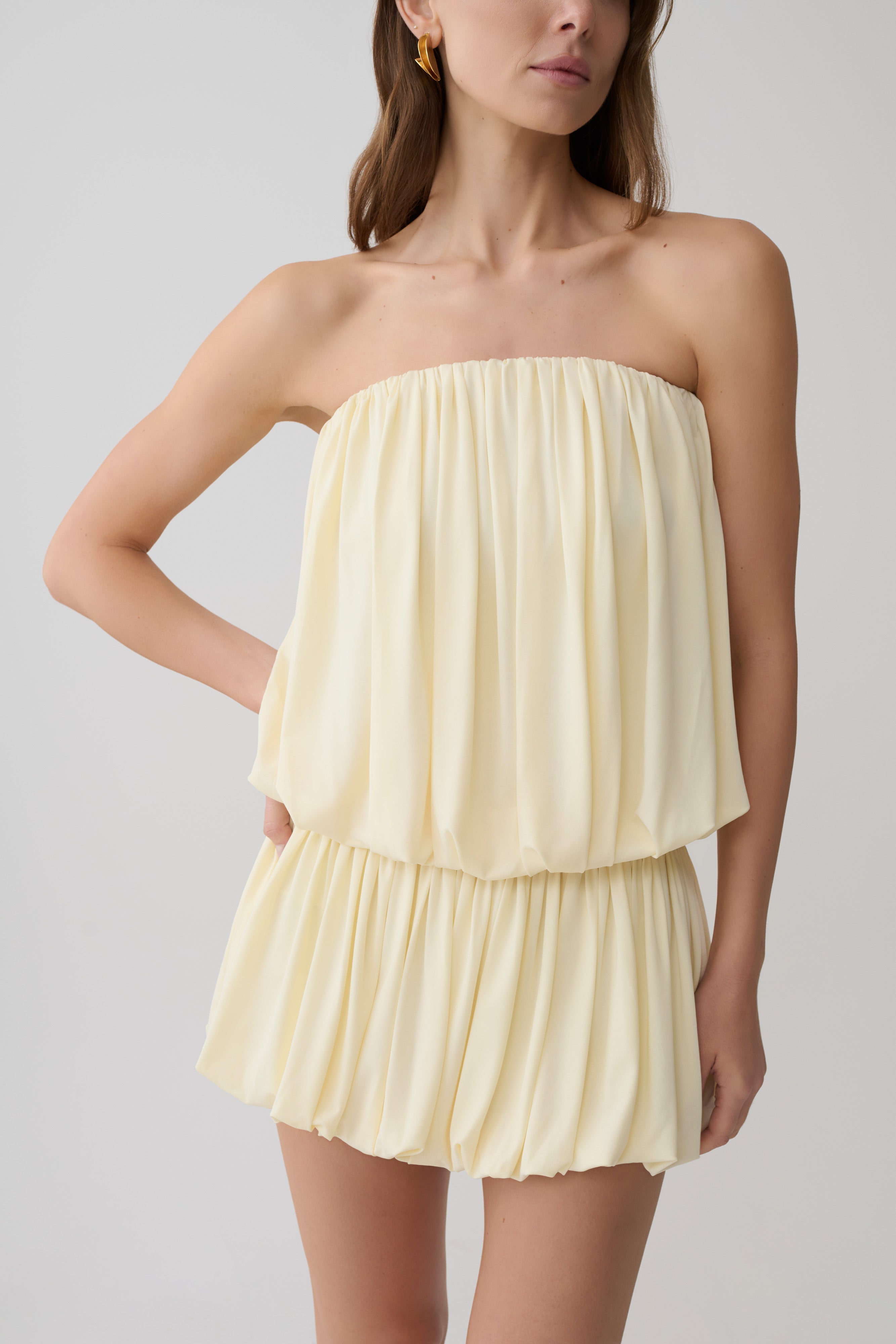 Safiya Strapless Gathered Bubble Mini Dress