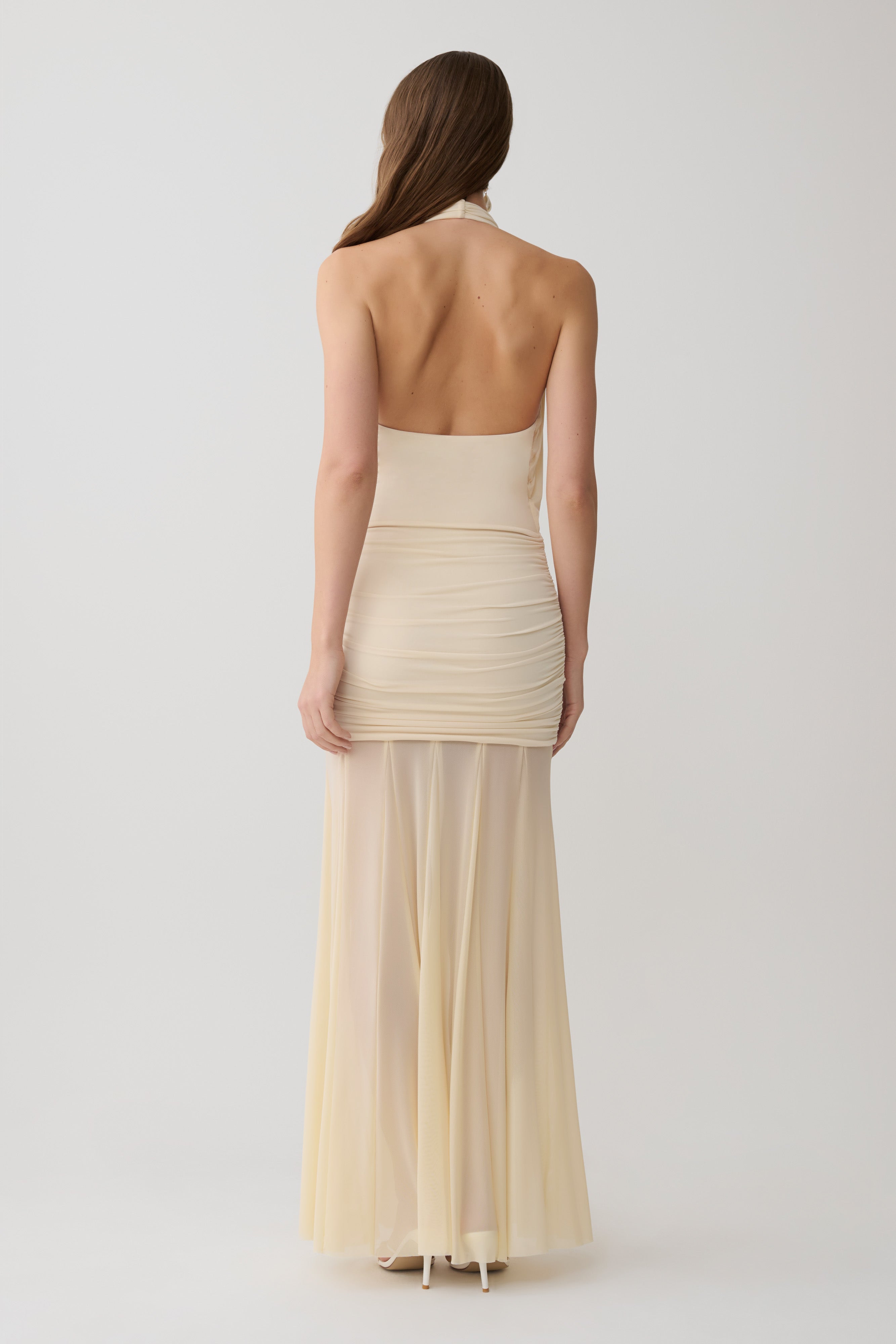 Jorja Draped Halter Slinky Maxi Dress