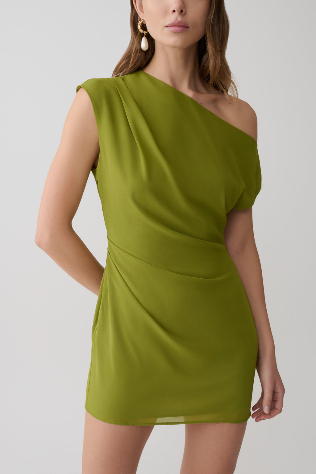 Hannah Asymmetric Neckline Mini Dress