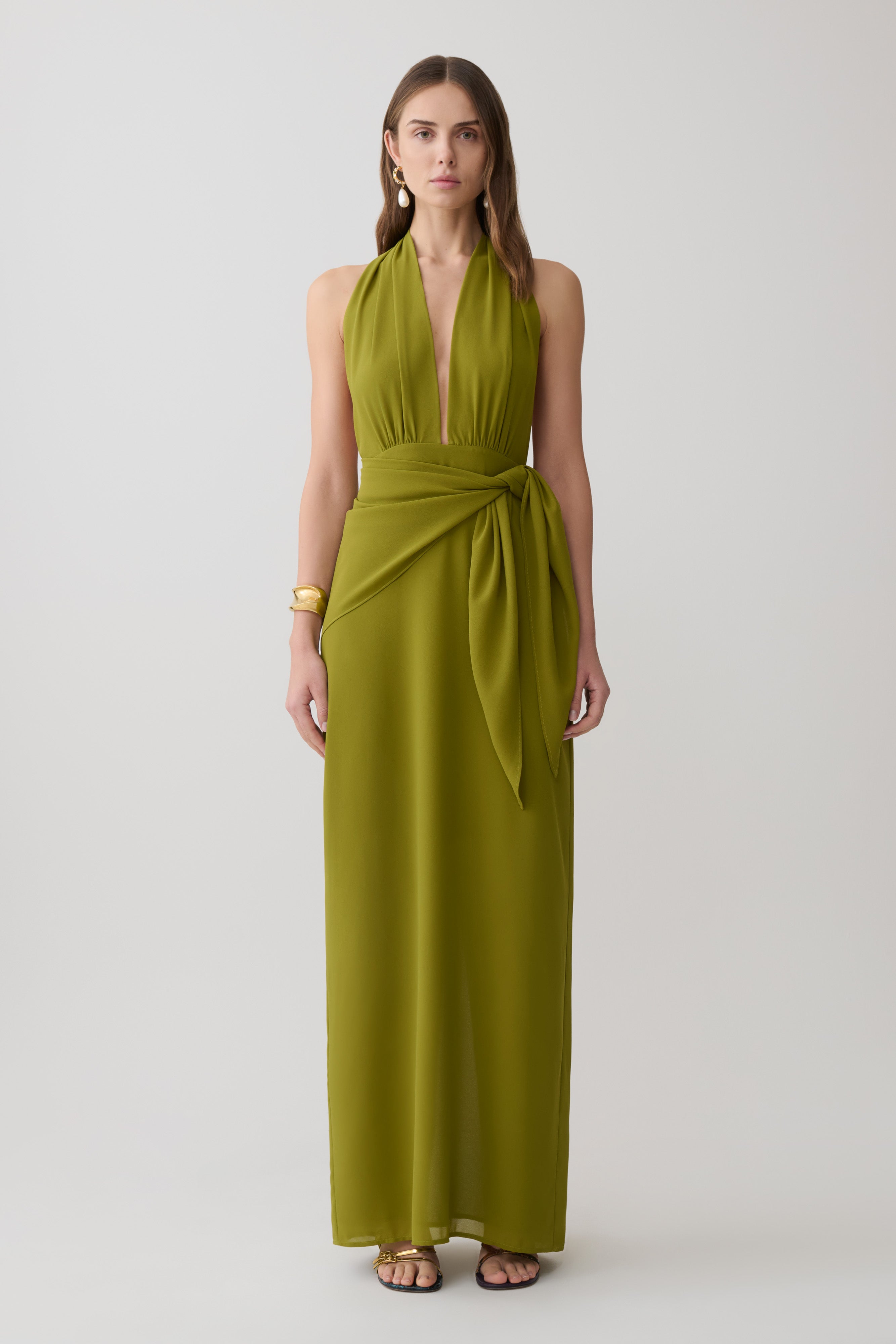 Gianna Satin Halter Maxi Dress