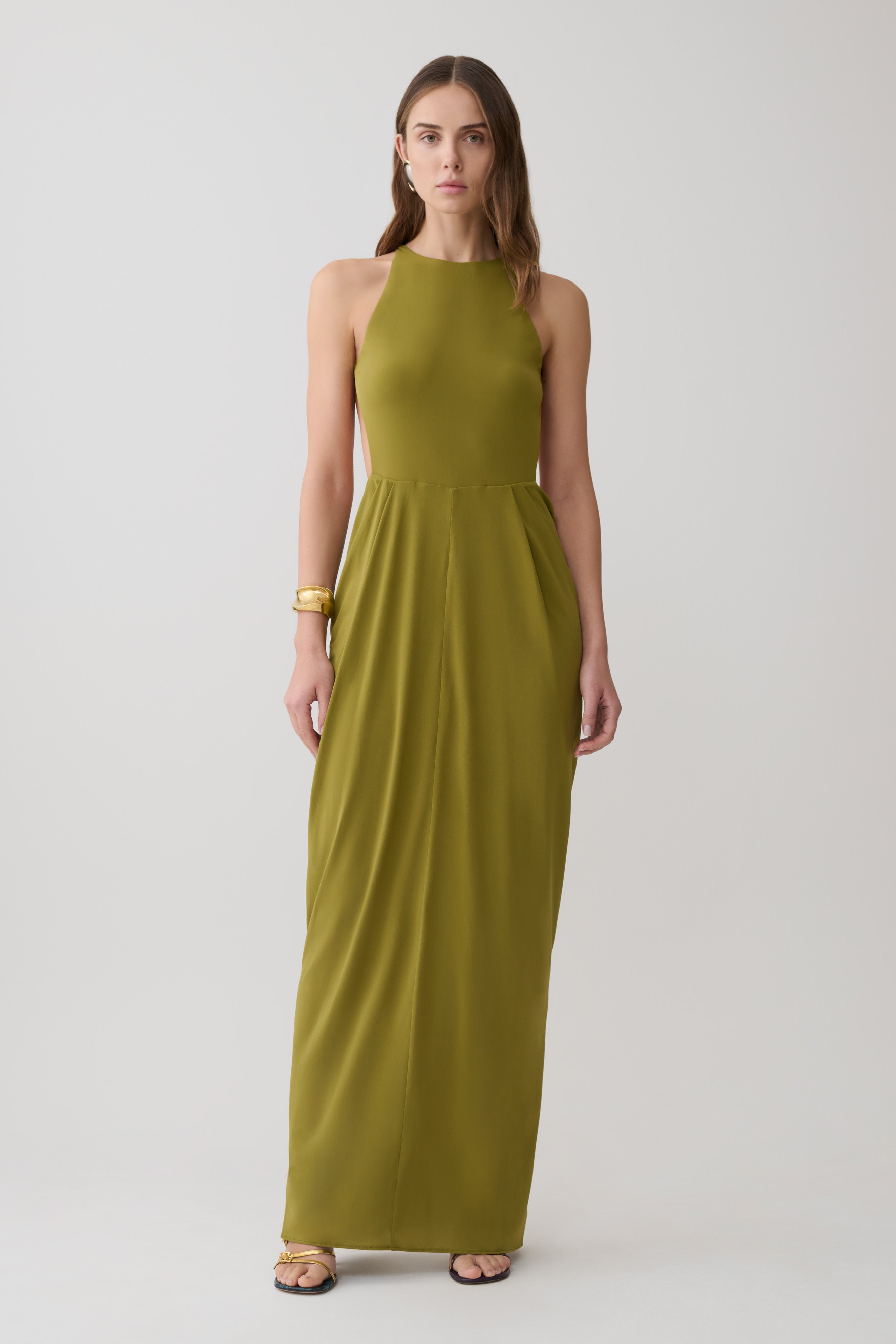 Bahari Low Back Halter Maxi Dress