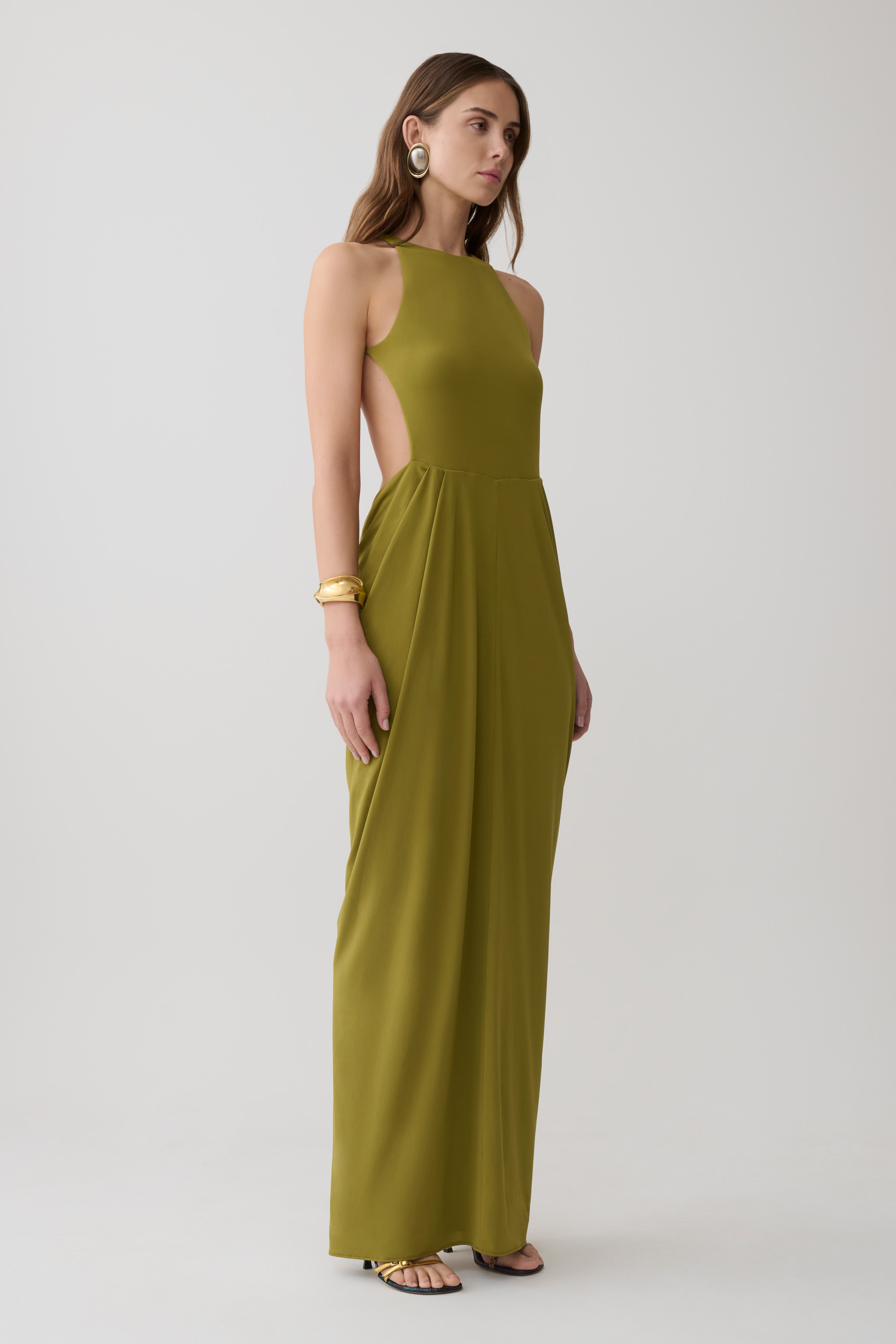 Bahari Low Back Halter Maxi Dress