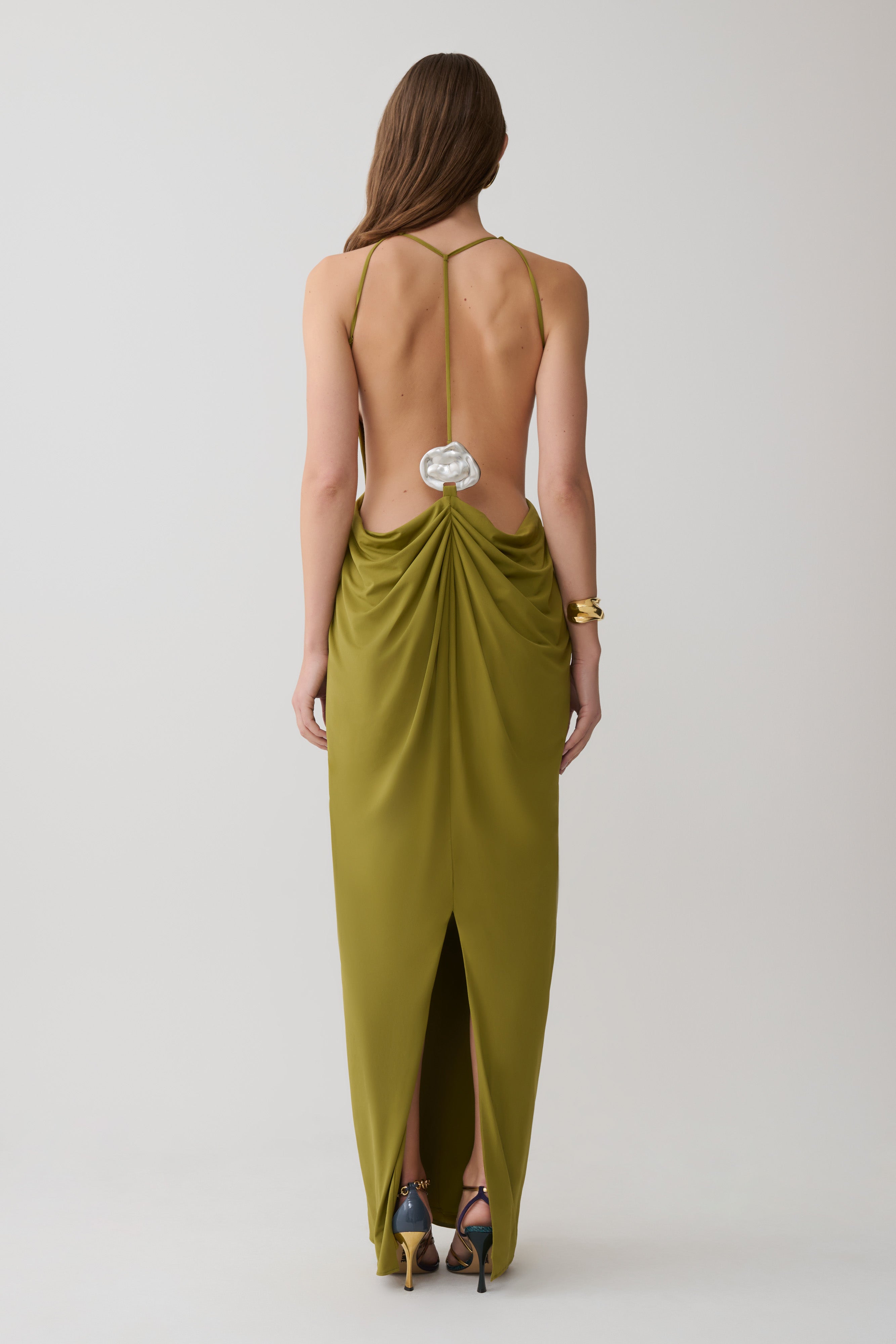 Bahari Low Back Halter Maxi Dress