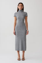 Goldie High Neck Knit Midi Dress in Grey Marle – Chic&Drifts