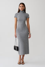 Goldie High Neck Knit Midi Dress in Grey Marle – Chic&Drifts