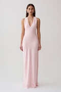 Winnie Halter Satin Maxi Dress With Hardware in Pale Pink – Chic&Drifts