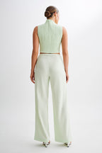 Emanuelle Sleeveless Linen Shirring Top in Mint – Chic&Drifts