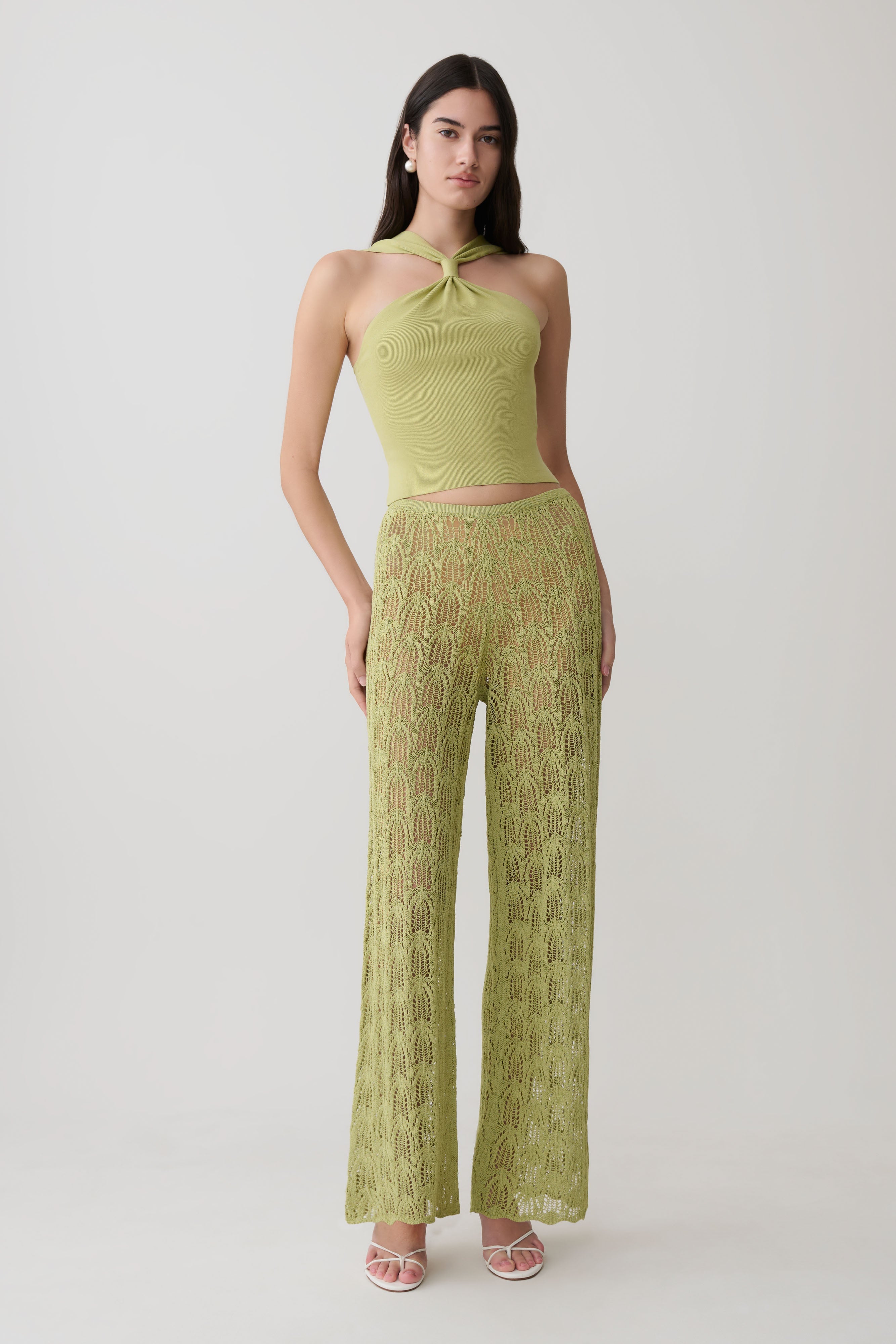 Glinda Crochet Trousers - Light Olive