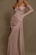 Ingrid Metallic Knit Maxi Dress in Baby Pink – Chic&Drifts