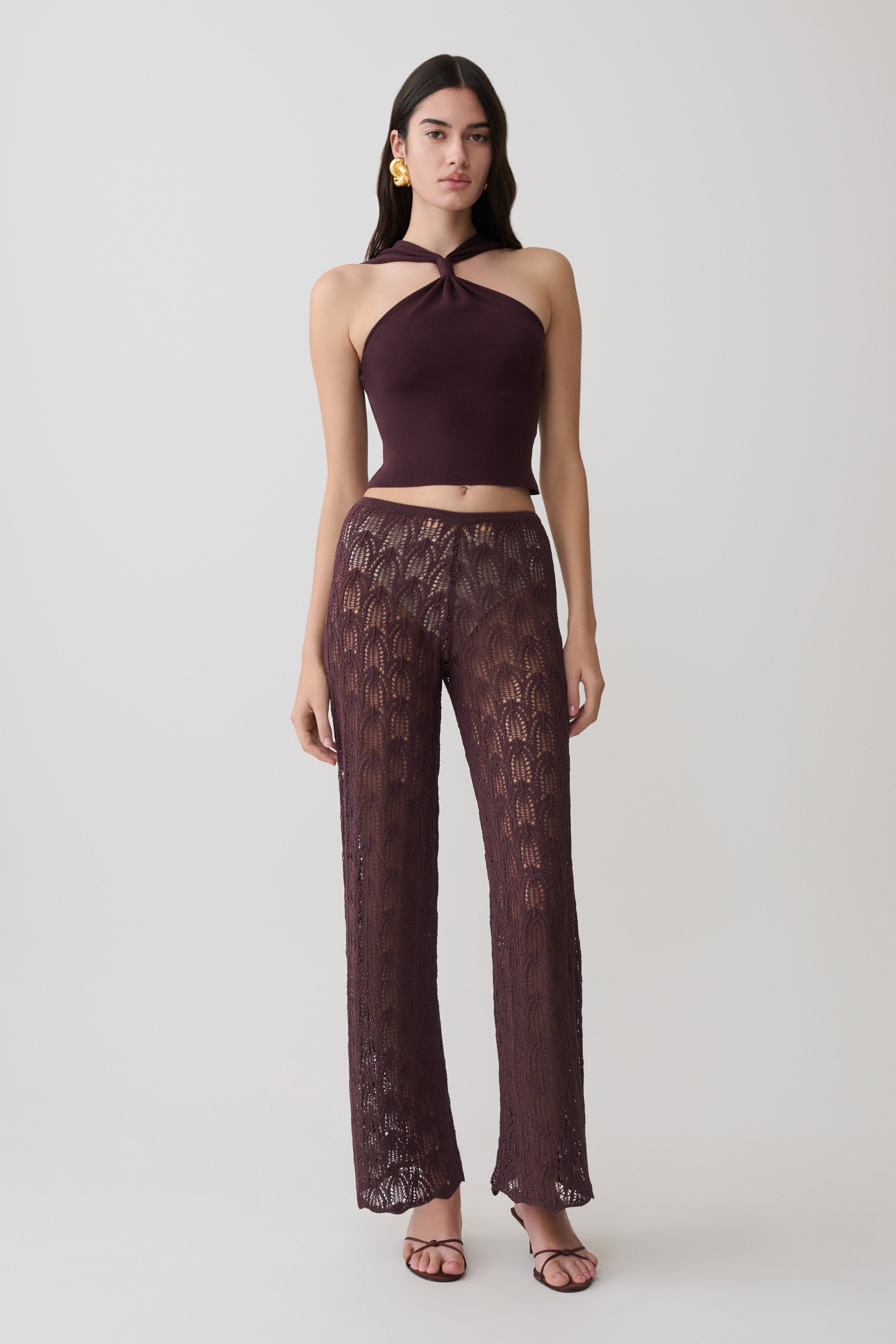 Glinda Crochet Trousers - Chocolate