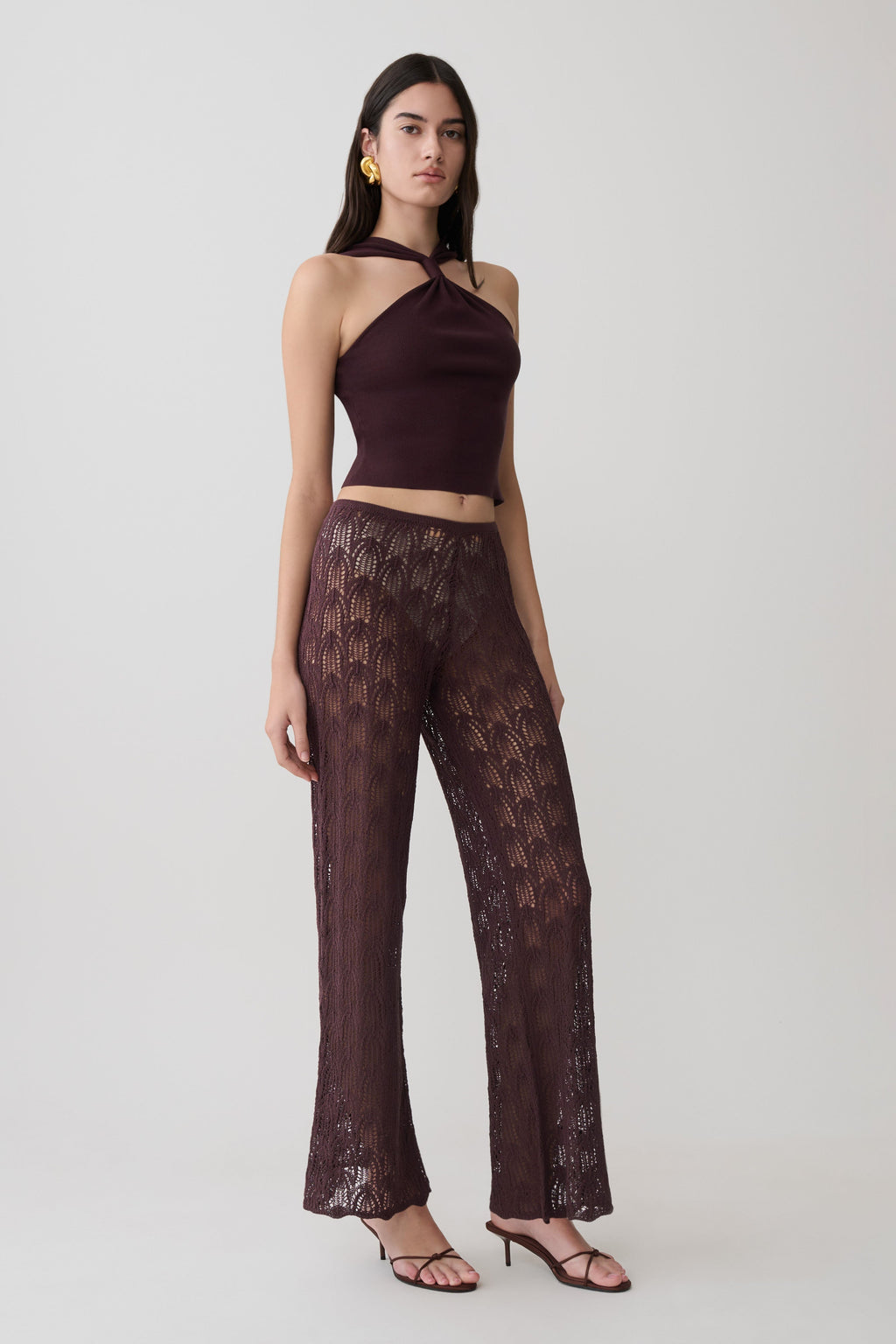 Glinda Crochet Trousers - Chocolate