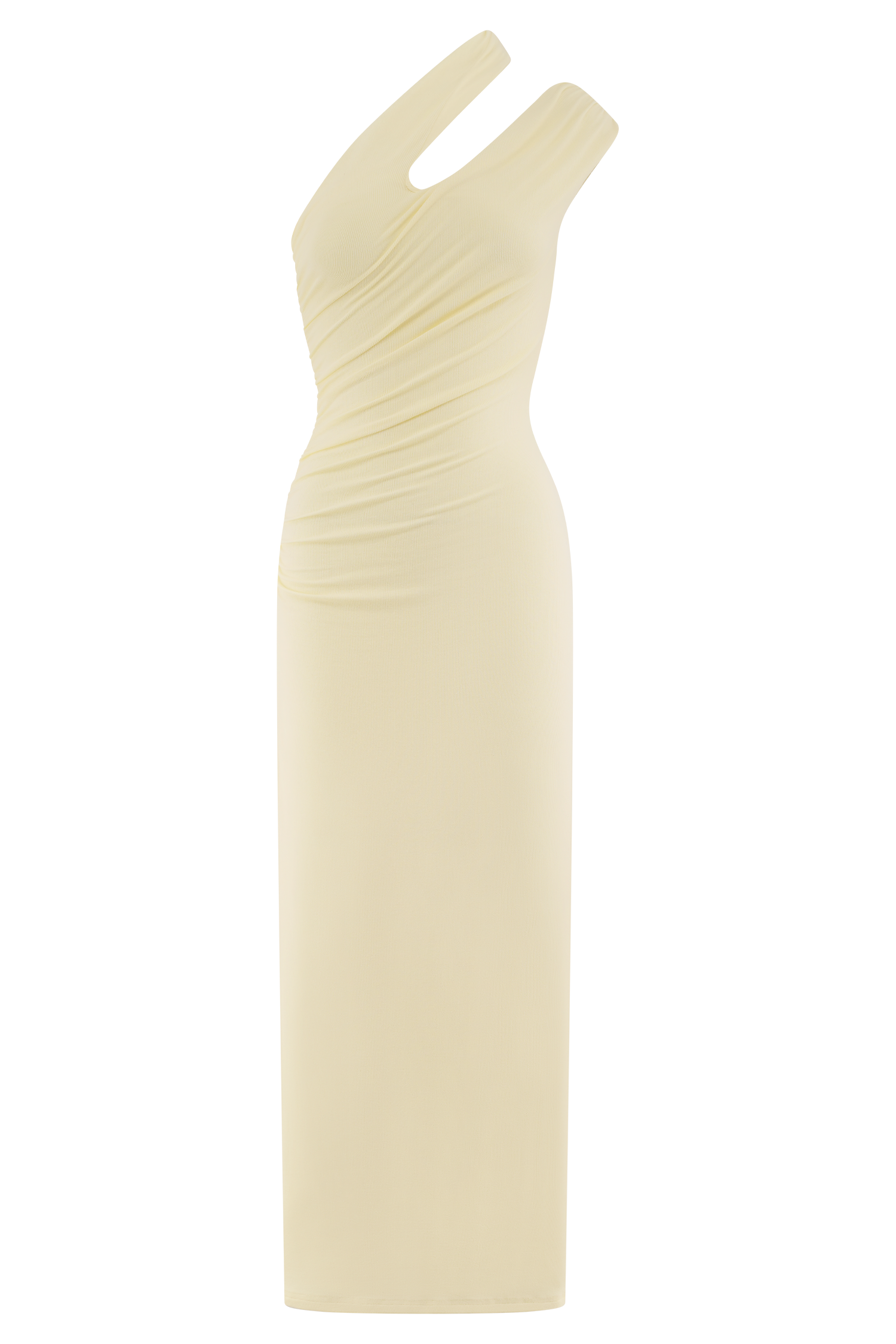 Anastasia One Shoulder Modal Midi Dress in Pale Lemon – Chic&Drifts