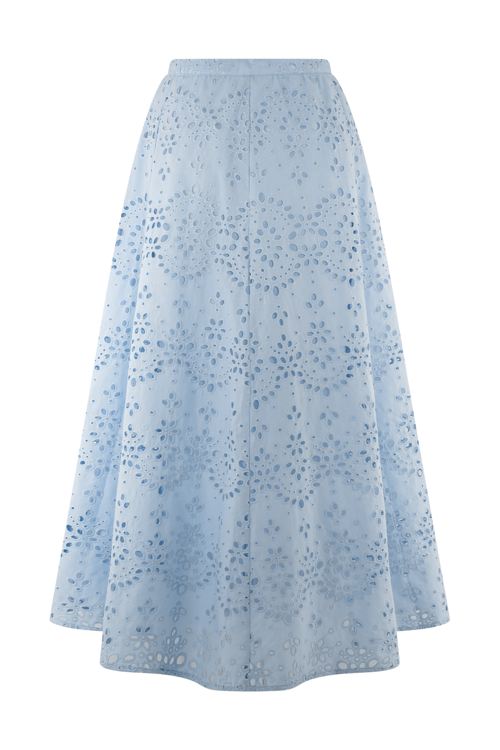 Arla Broderie Midi Skirt in Pale Cornflower Blue – Chic&Drifts