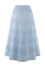 Arla Broderie Midi Skirt in Pale Cornflower Blue – Chic&Drifts