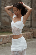 Guinevere Lace And Mesh Top in Ivory – Chic&Drifts