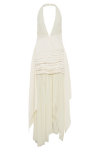 Graziana Satin Chiffon Plunge Maxi Dress in Ivory – Chic&Drifts