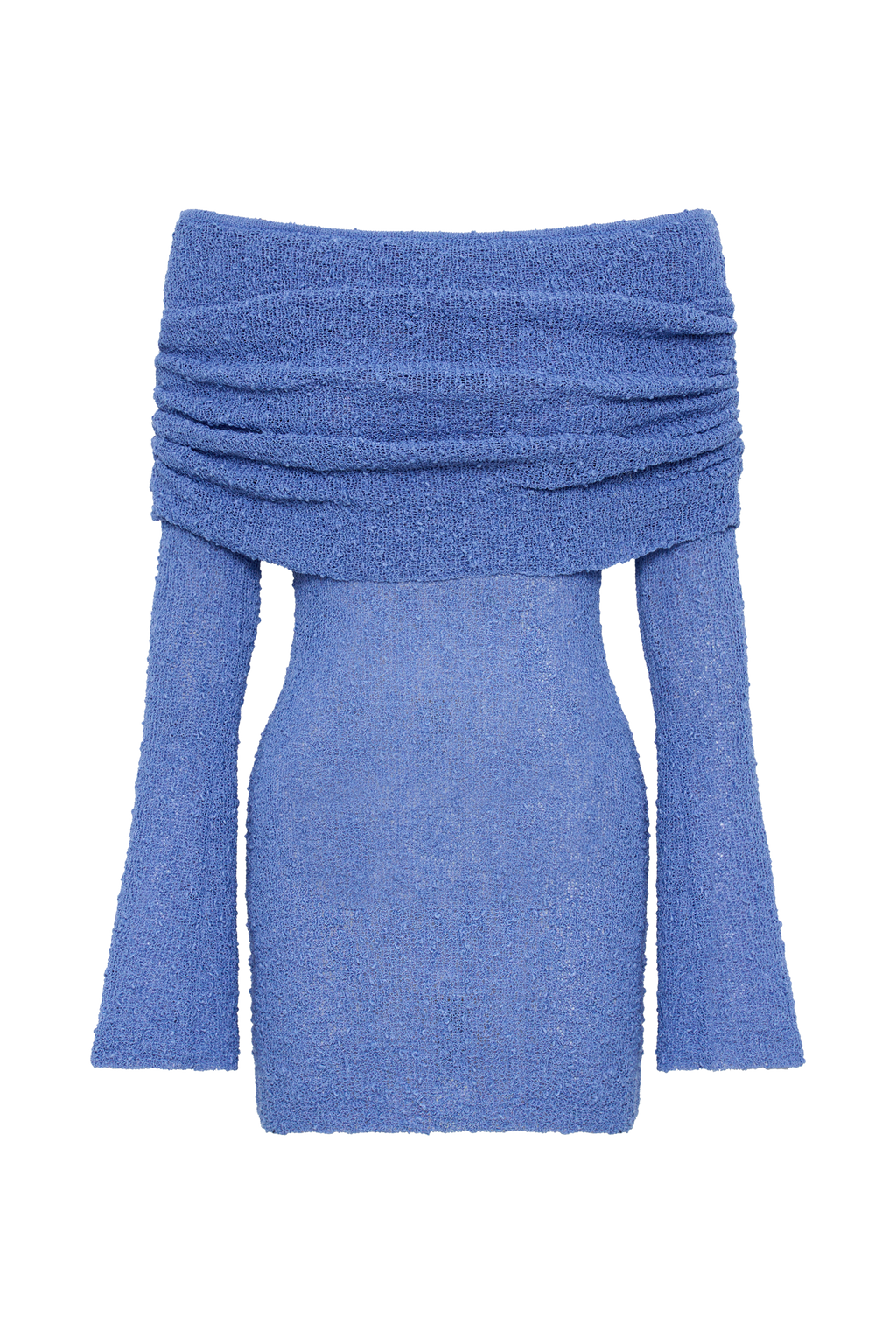 Marisol Off Shoulder Boucle Mini Dress in Periwinkle – Chic&Drifts