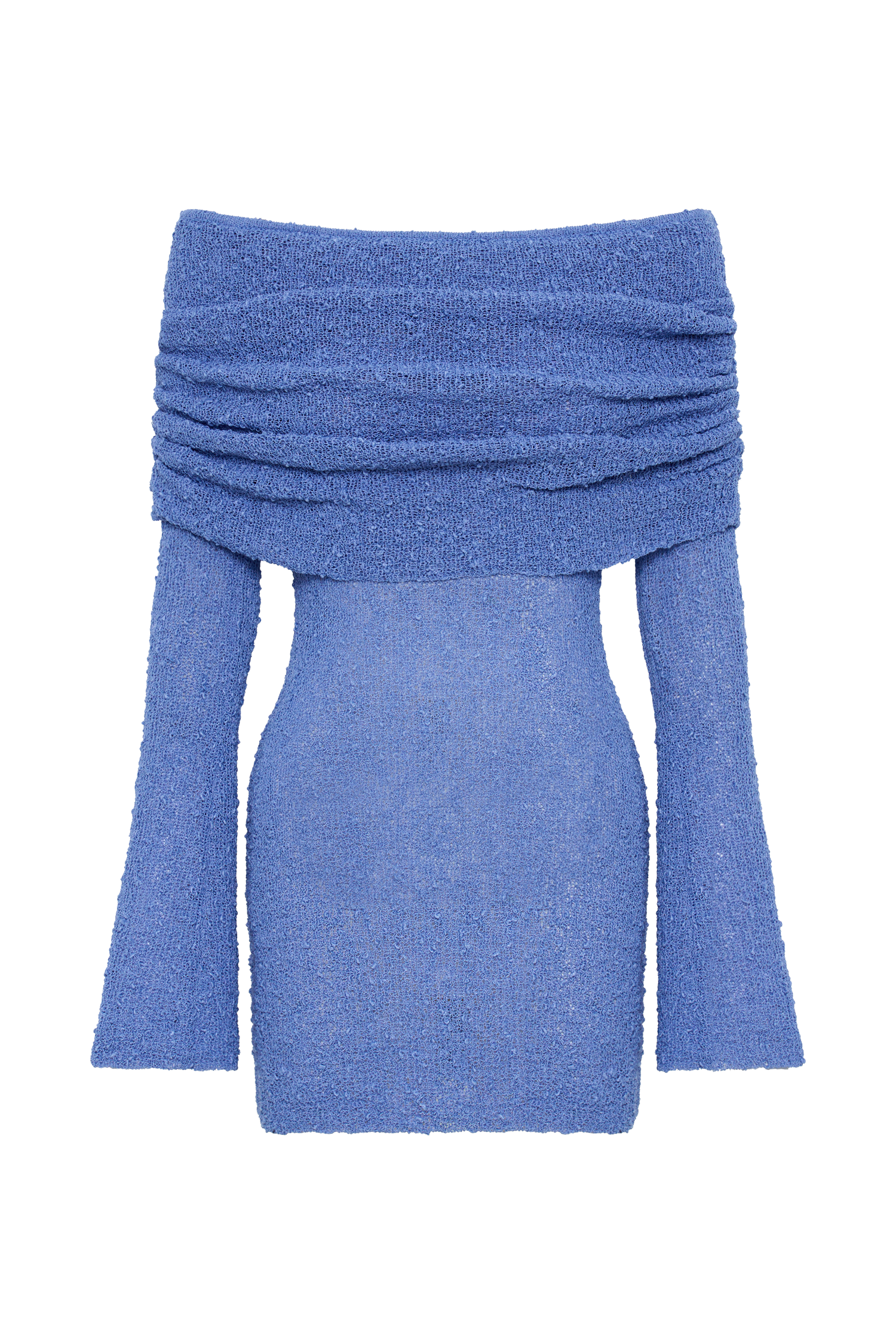 Marisol Off Shoulder Boucle Mini Dress in Periwinkle – Chic&Drifts