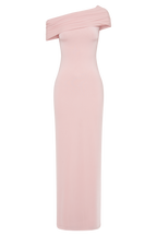 Cassandra Off Shoulder Slinky Maxi Dress in Pale Pink – Chic&Drifts
