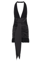 Ambrosi Satin Chiffon Mini Dress in Black – Chic&Drifts