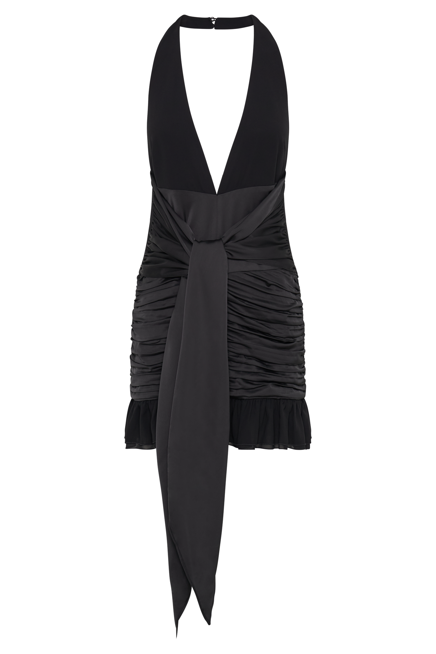 Ambrosi Satin Chiffon Mini Dress in Black – Chic&Drifts