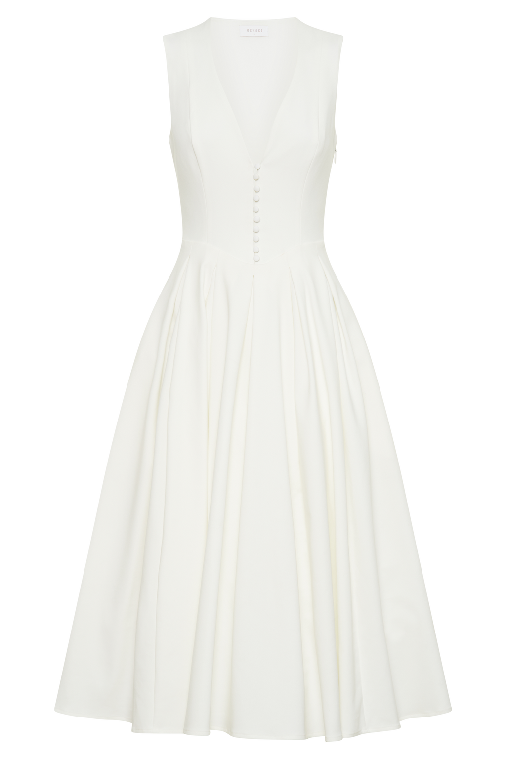 Keely Cotton Sleeveless Midi Dress in White – Chic&Drifts