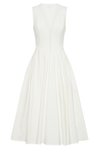 Keely Cotton Sleeveless Midi Dress in White – Chic&Drifts