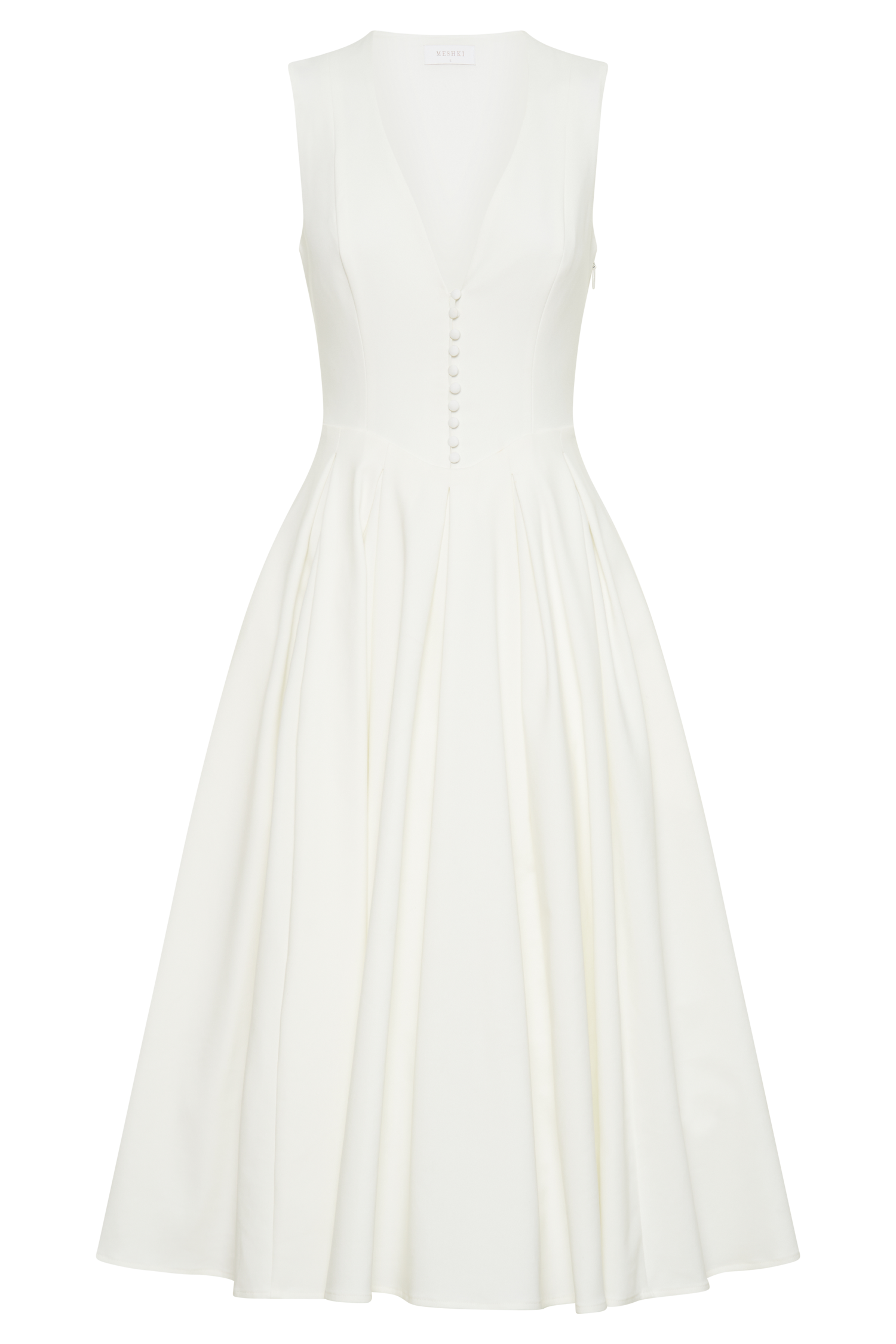 Keely Cotton Sleeveless Midi Dress in White – Chic&Drifts