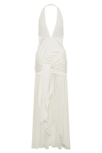 Graziana Satin Chiffon Plunge Maxi Dress in Ivory – Chic&Drifts