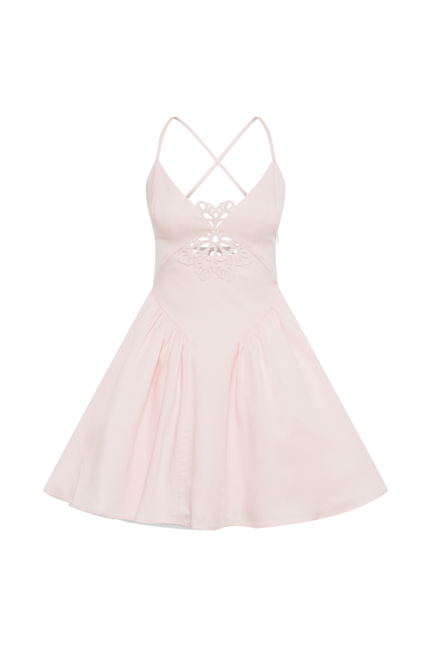 Muriel Mini Dress With Crochet in Powder Pink – Chic&Drifts