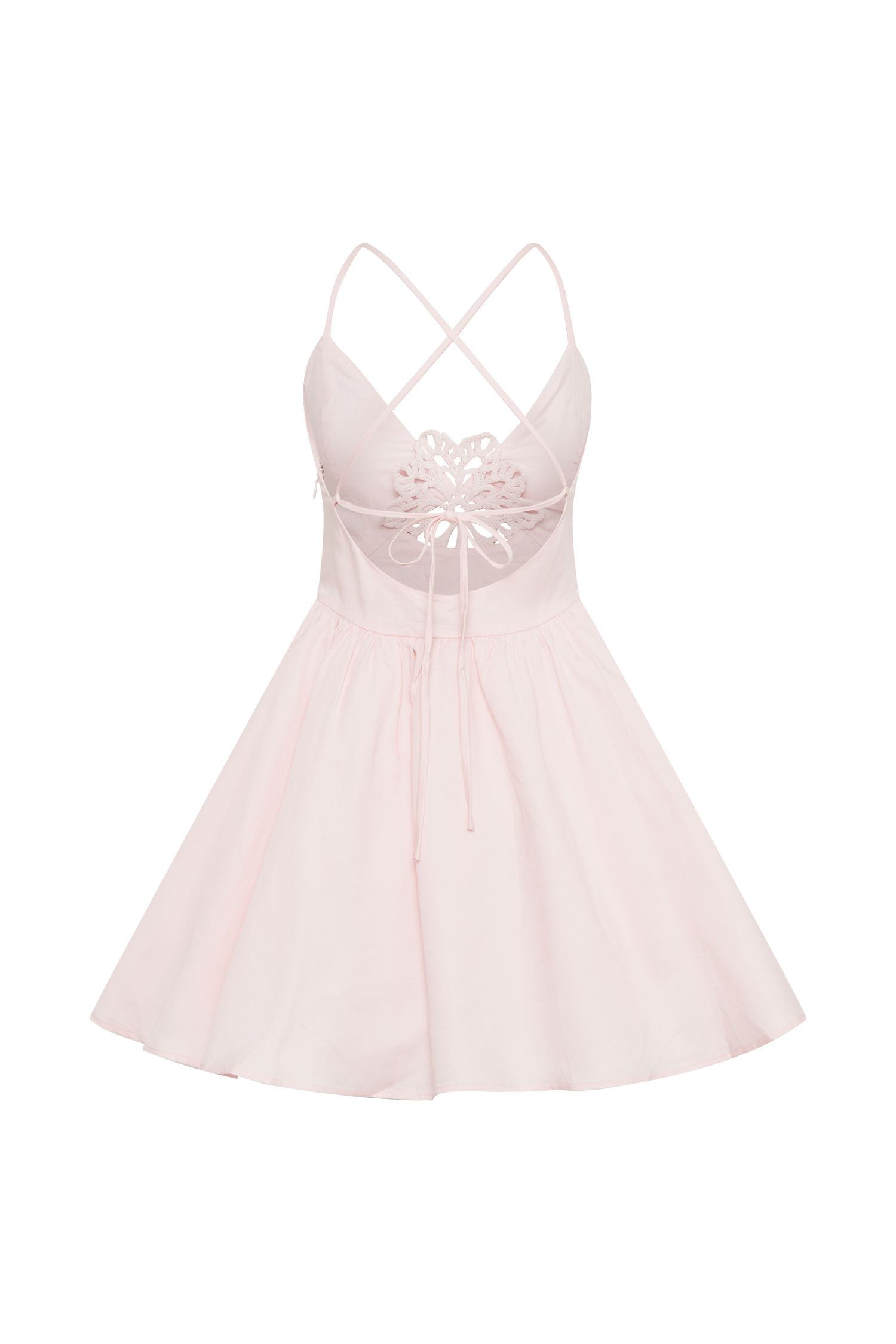 Muriel Mini Dress With Crochet in Powder Pink – Chic&Drifts